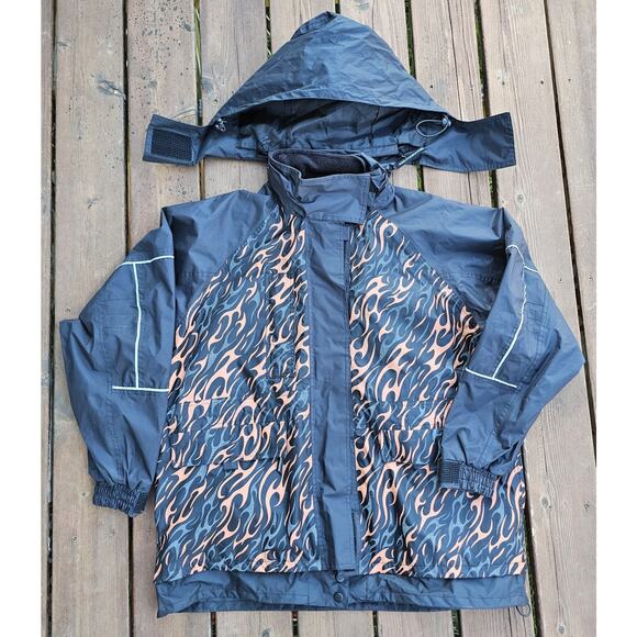 Harley Davidson Waterproof Jacket Mens Reflective Flames Full Zip Size XL - Picture 1 of 9